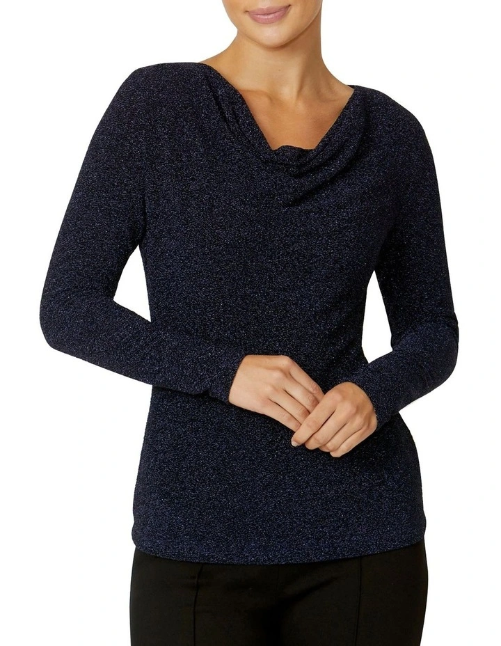 Melody Twilight Cowl Neck Top in Navy