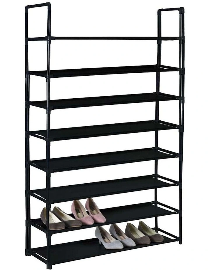 Durable 8 Tier Stackable Standing Shoe Storage in Black