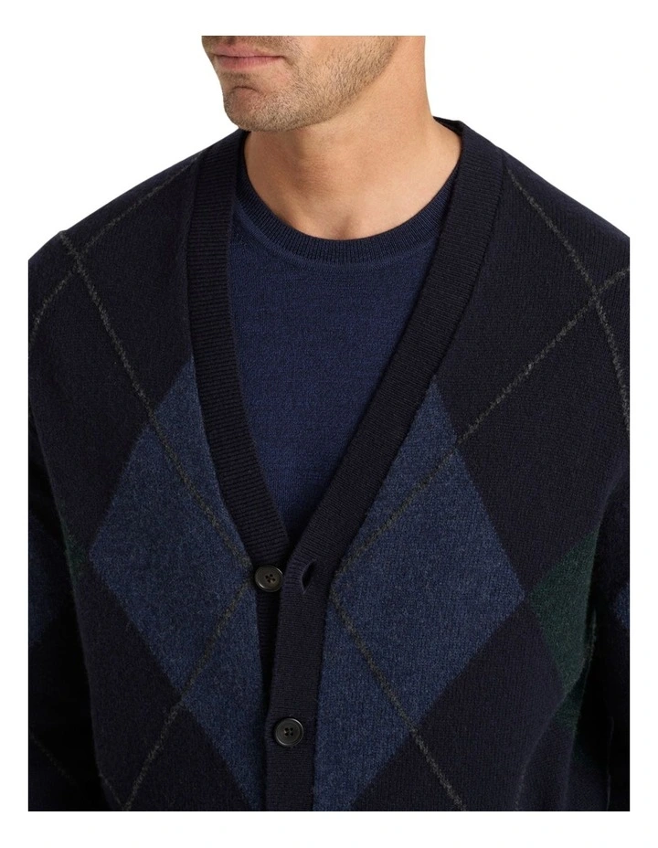 Monty Argyle Cardigan in Navy