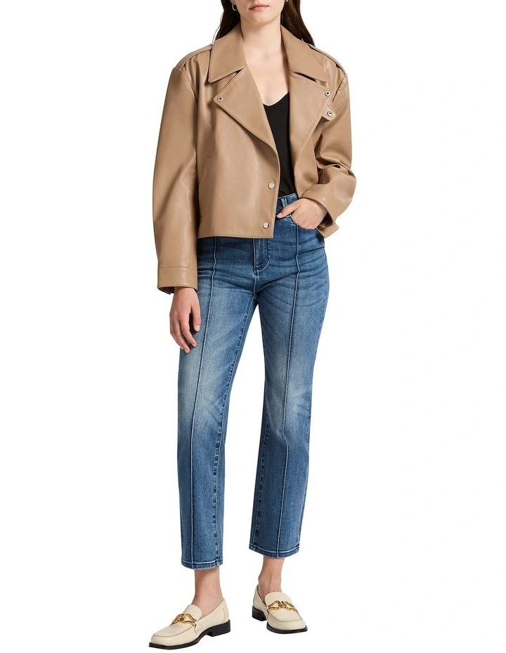 Kelly Leather Jacket in Biscuit