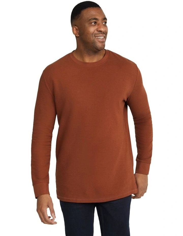Textured Long Sleeve Top in Clay