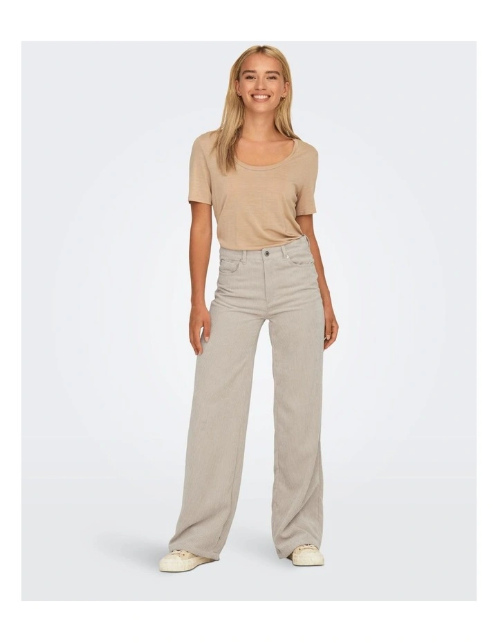 Madison Viola High Waisted Wide Pants in Stone