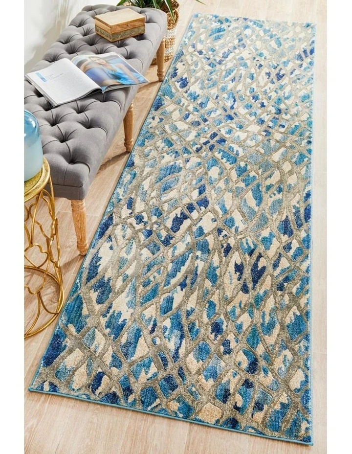 Dreamscape Ropes Modern Runner Rug in Blue