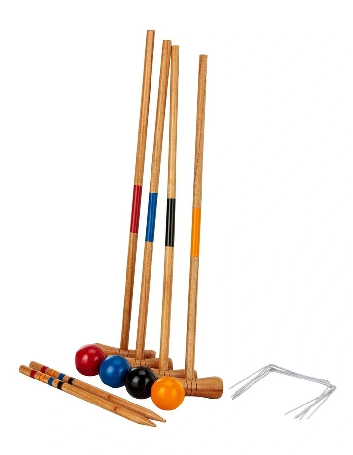 Wooden Outdoor Mini Croquet Set With 4 Mallets