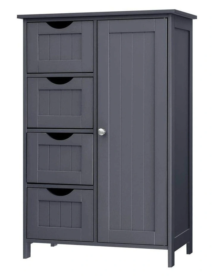 Floor Cabinet with 4 Drawers and Adjustable Shelf in Grey