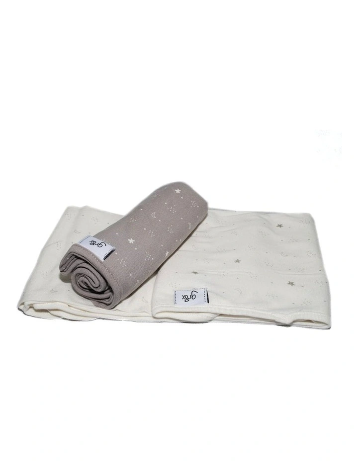 Stars and Moon Double Stretch Swaddling Wraps in Grey