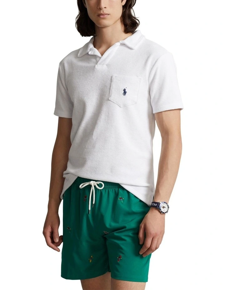 Custom Slim Fit Terry Polo Shirt in White