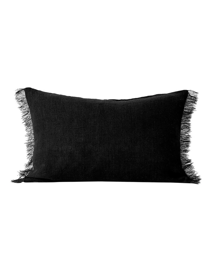 Vintage Linen Fringe Cushion Range Black