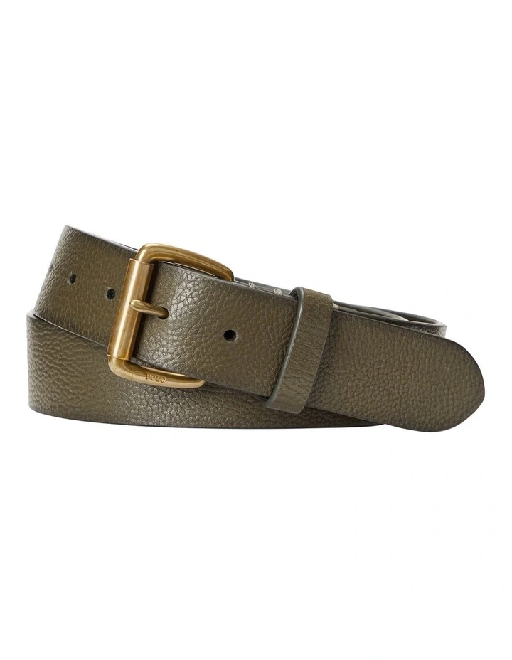 Tumbled Leather Belt in Green