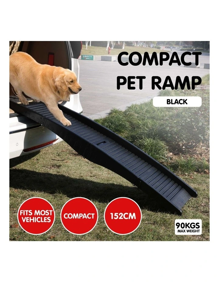 Furtastic 152cm Portable Dog Ramp Lightweight Foldable Pet Stairs in Black