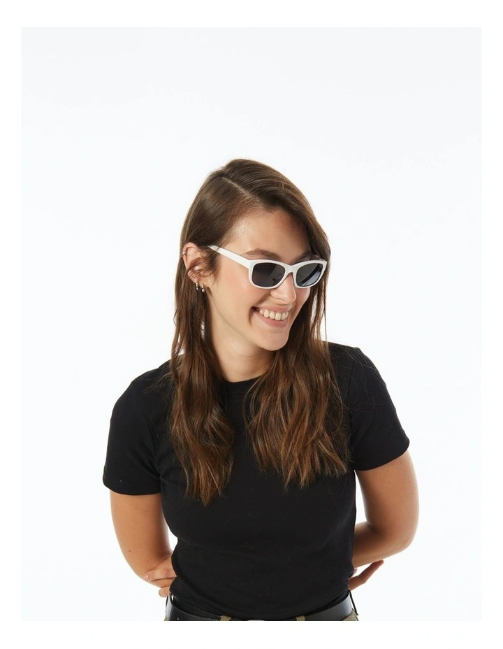 Sunglasses Polarised Grey Lenses in White