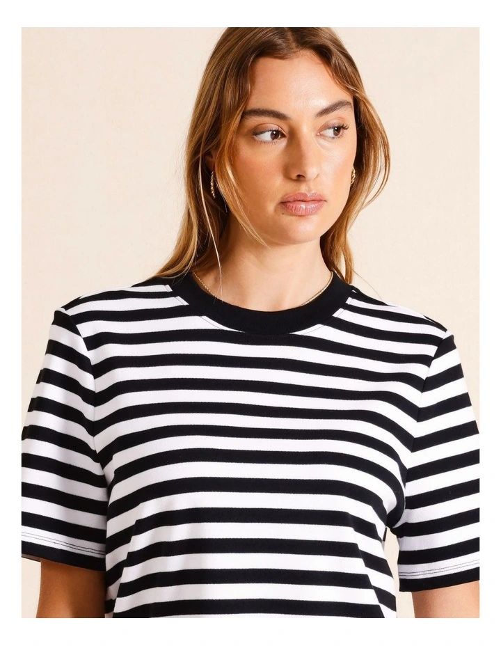 Organic Cotton Boyfriend Tee in Black/White