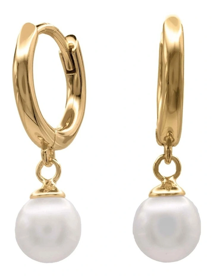 Dainty Gold Plated Pearl Earrings in Gold