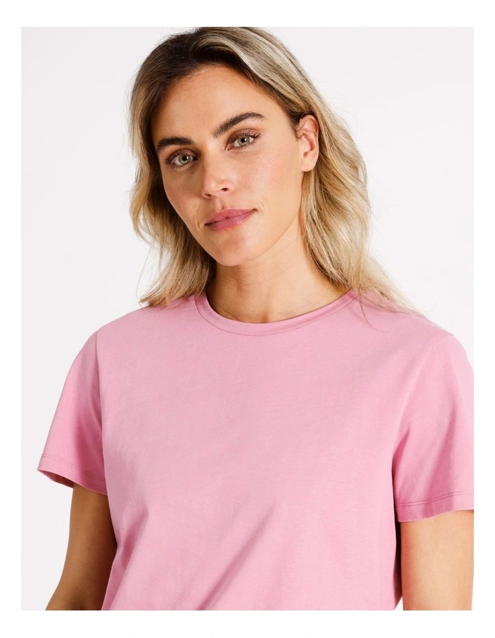 Cotton Knit Short Sleeve Sleep Top in Rose