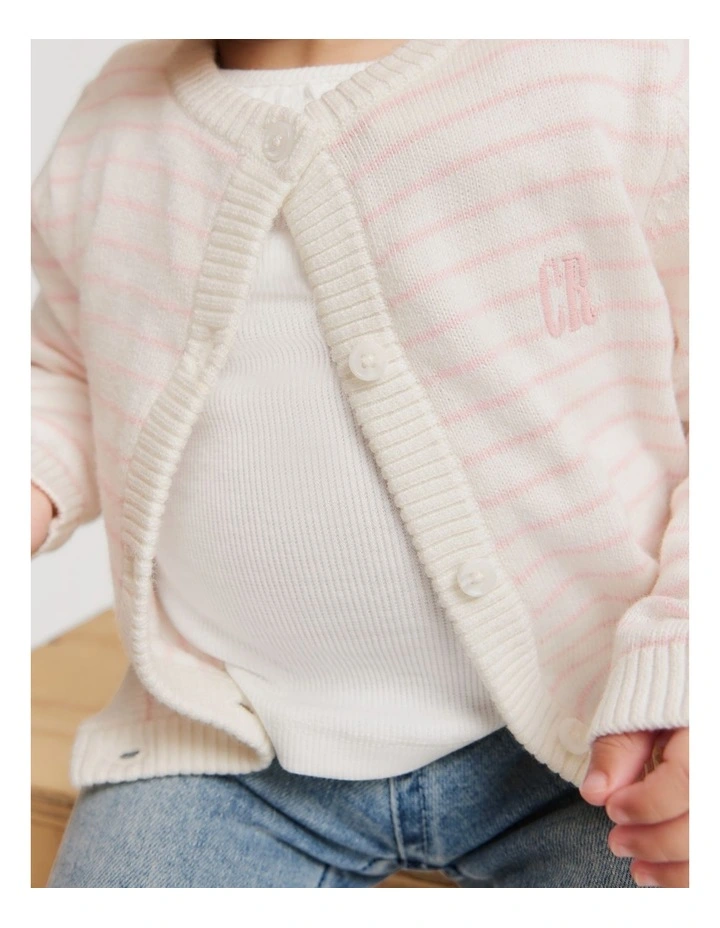 Blend Stripe Knit Cardigan in Mineral Pink