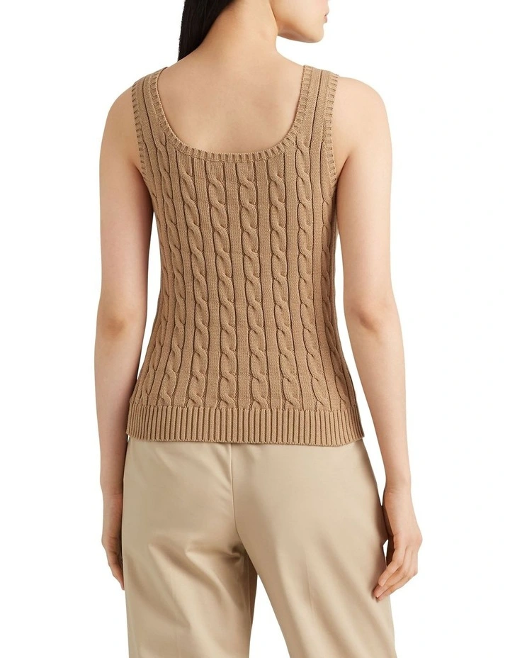 Cable-Knit Sleeveless Sweater in Brown