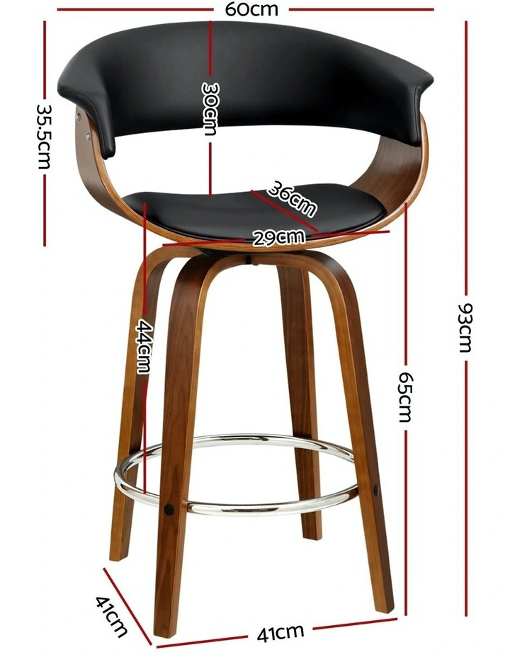 Bar Stools Wooden Dining Chair x2 in Black