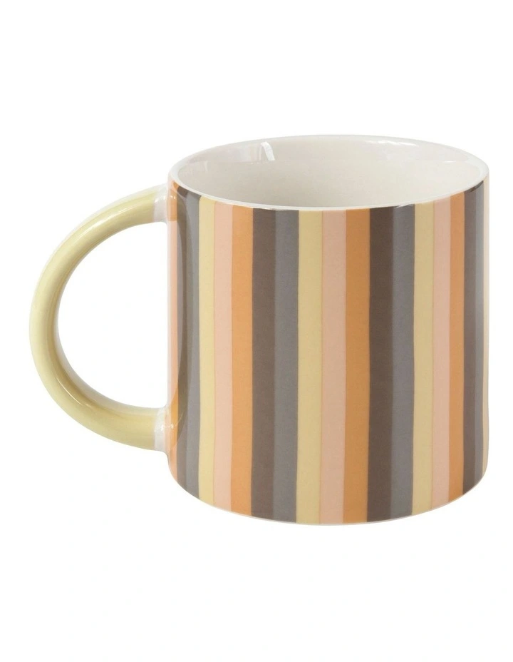 Power Pop Stripes Mug 400ml in Charcoal/Orange
