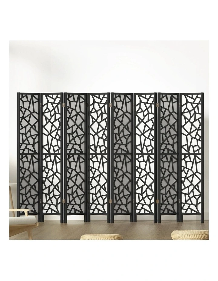 8 Panel Room Divider Screen Clover 325x170cm in Black