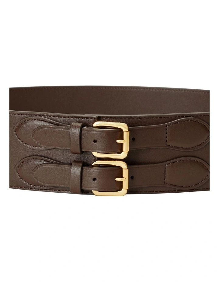 Leather Wide Belt in Brown