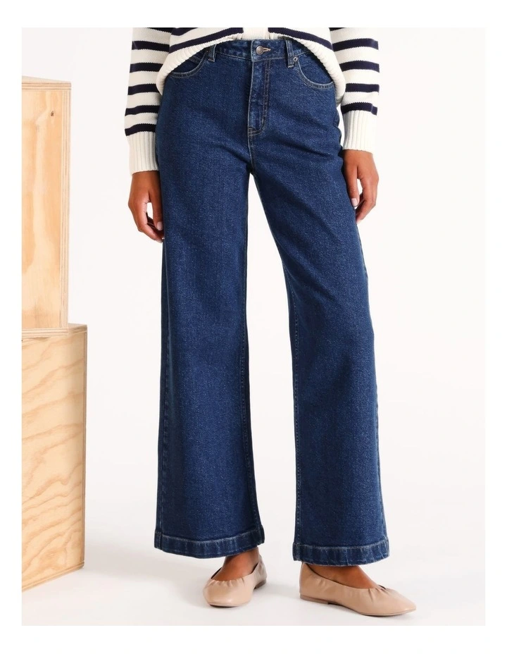 Organic Blend Wide Leg Jean in Dark Denim