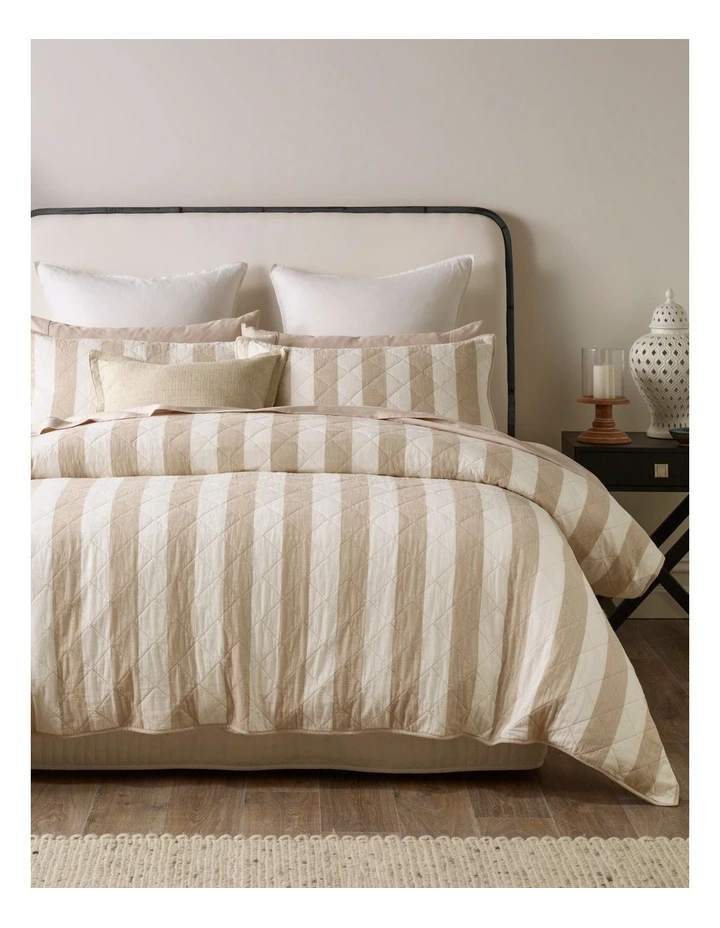 Charleston Yarn Dye Quilted Cotton Quilt Cover Set in Natural