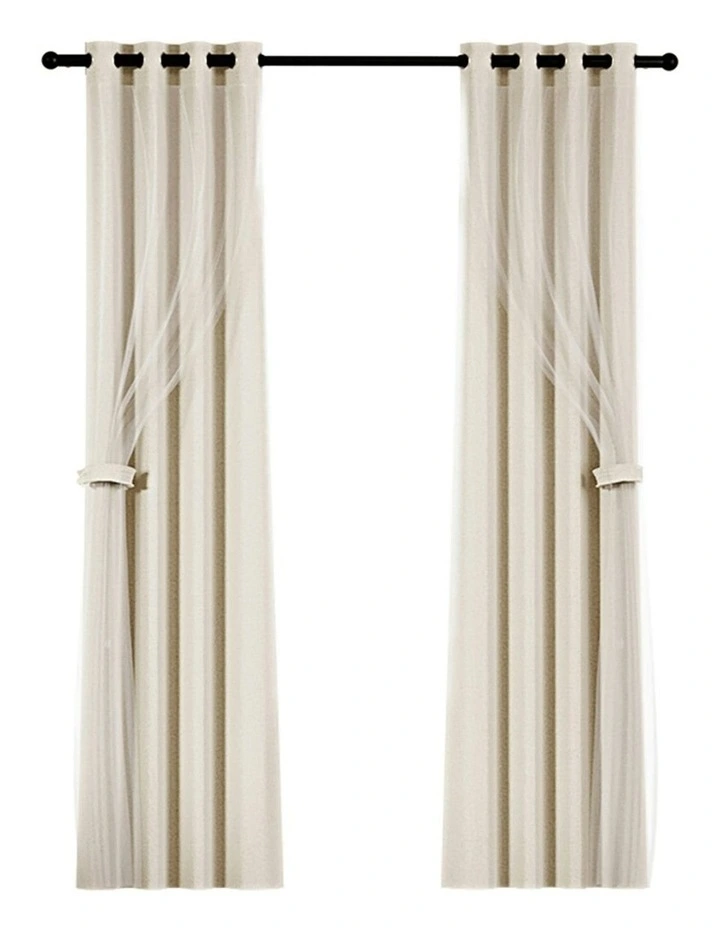 2 Panels Blockout Sheer Curtains 132x274cm in Beige