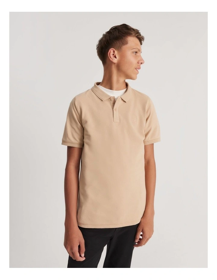 Recycled Cotton Blend Polo Shirt in Natural