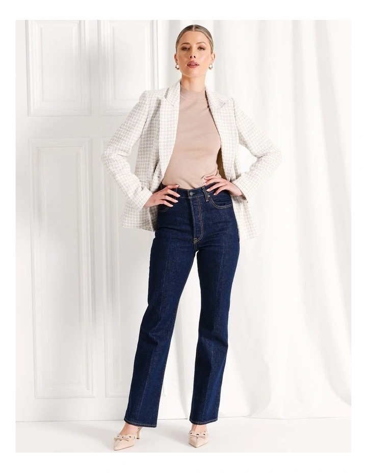 Boucle Double Breasted Blazer in Ecru