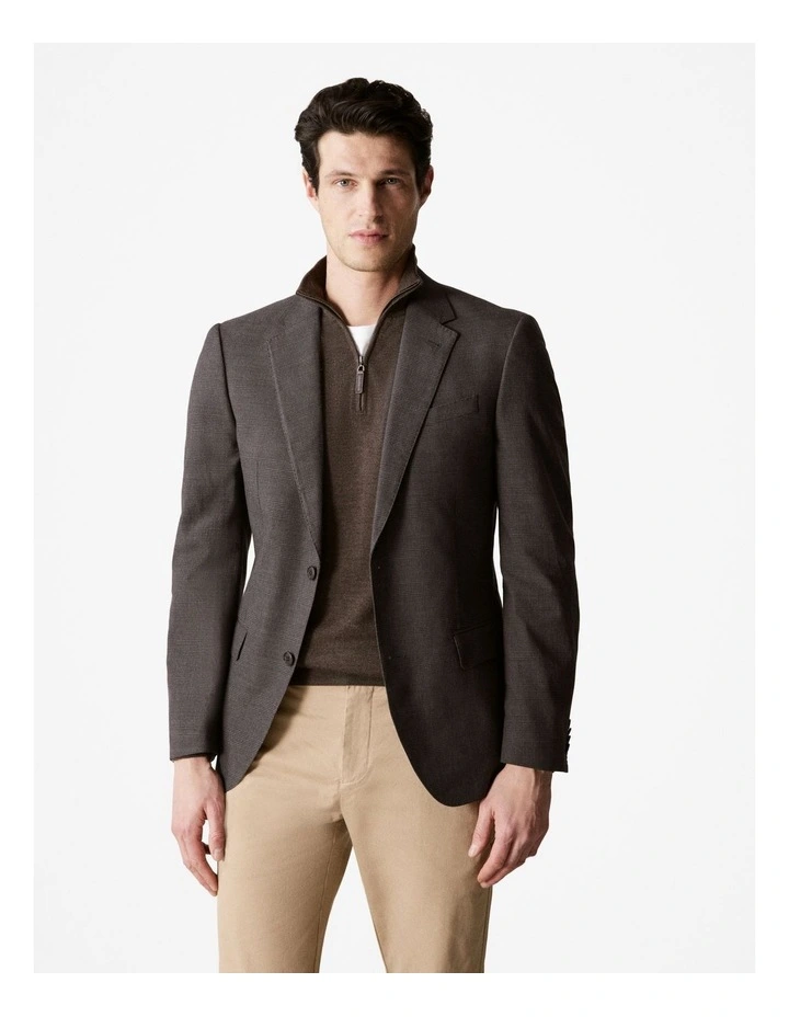Italian Prince Of Wales Check Blazer in Chocolate