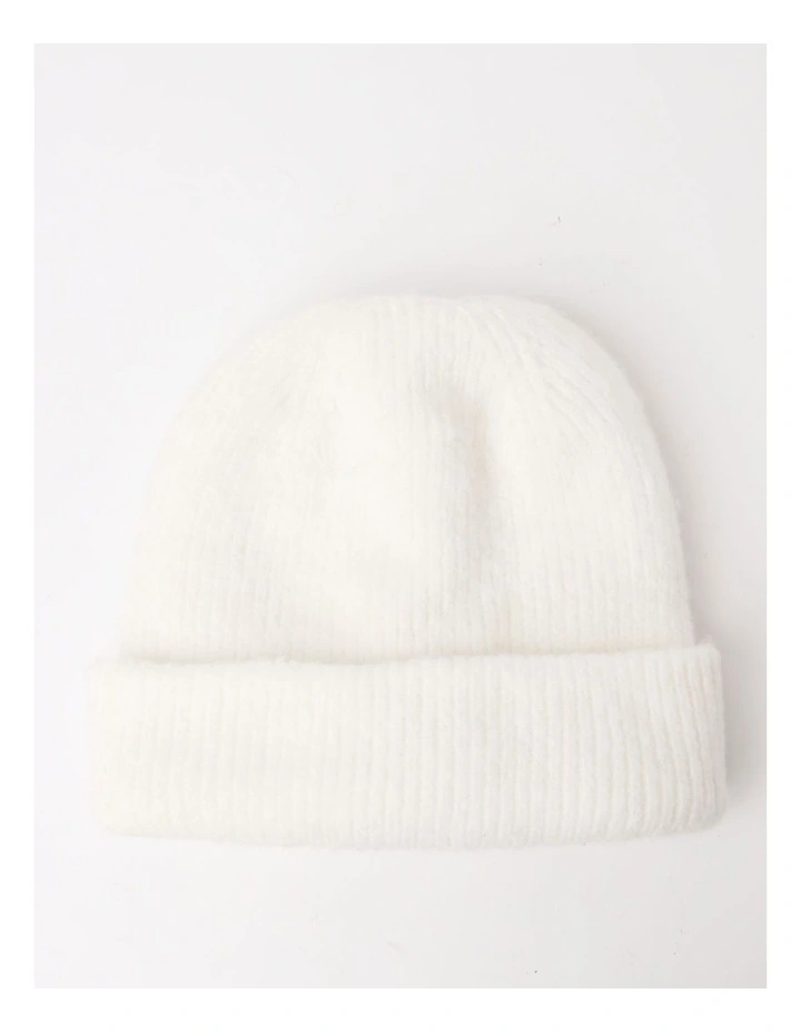 Rib Beanie in Ivory