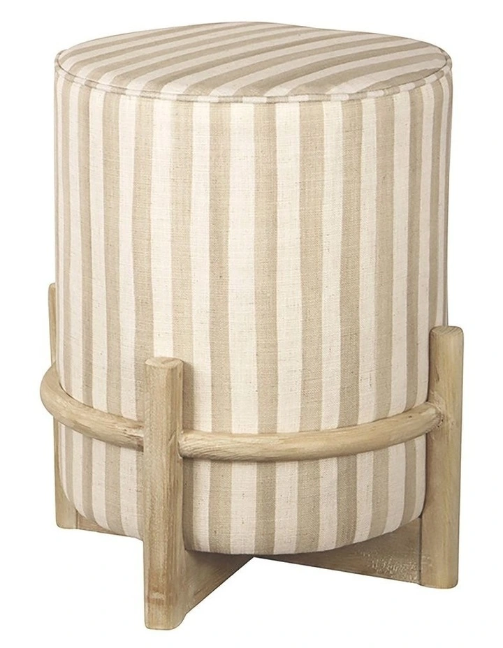 Taylor Stripe Sand Ottoman in Neutral
