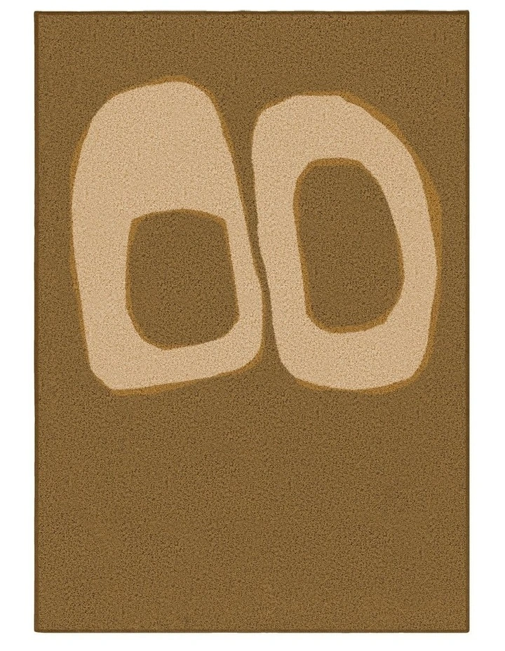 Round Cotton Feel Area Rug in Light Brown