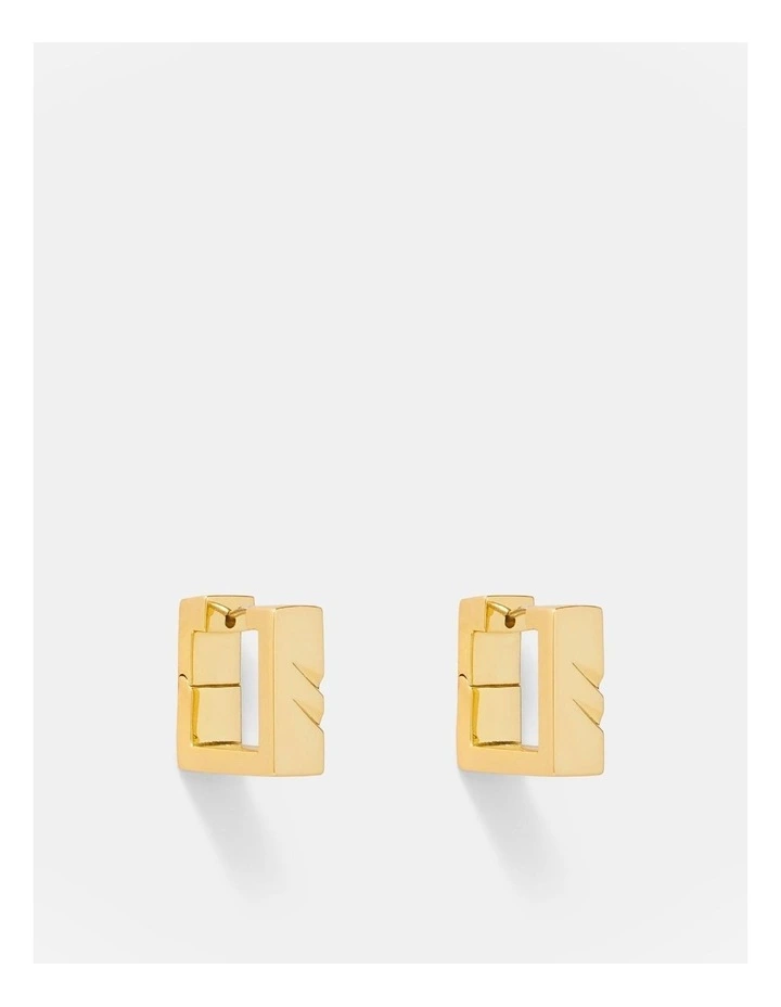 Instrumental Square Huggie Hoop Earrings in Gold