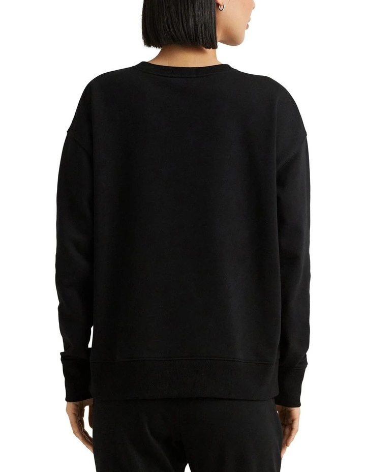Snowflake-Graphic French Terry Pullover in Black