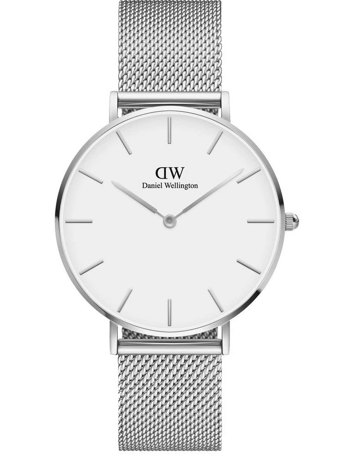 Petite 36 Sterling Stainless Steel Quartz Watch in Silver/White