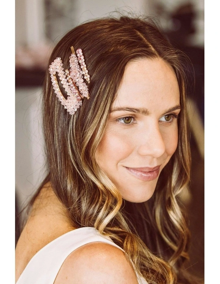 Azareen Hair Clip Set in Pink