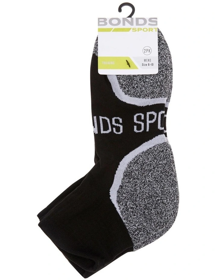 Ultimate Comfort Quarter Crew Socks 2 Pack in Black