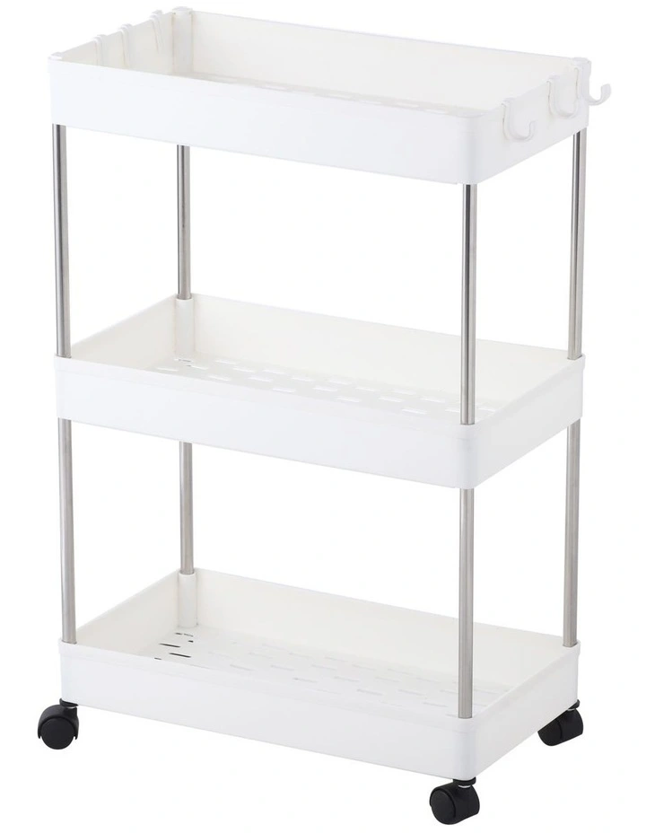 3 Tiered Home Storage Cart Organiser 40x22x60cm in White