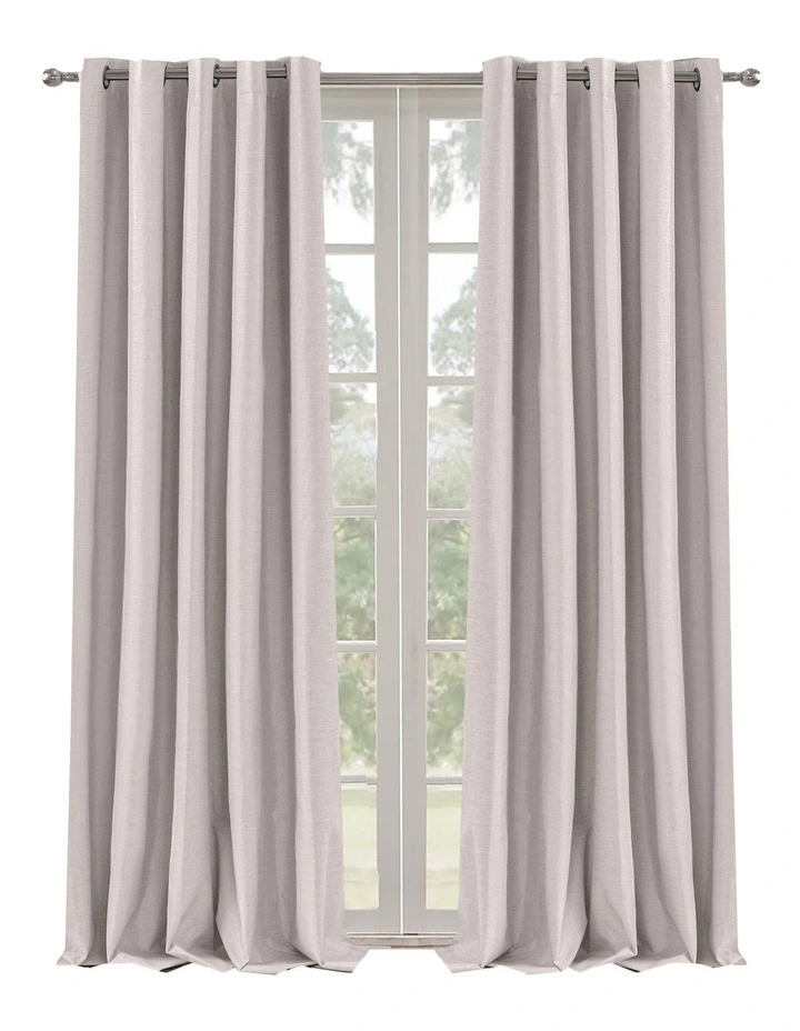 Blockout Eyelet Curtain Pair in Porcelain