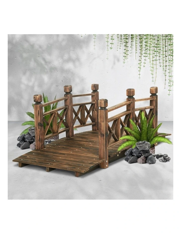 Outdoor Wooden Bridge in Brown