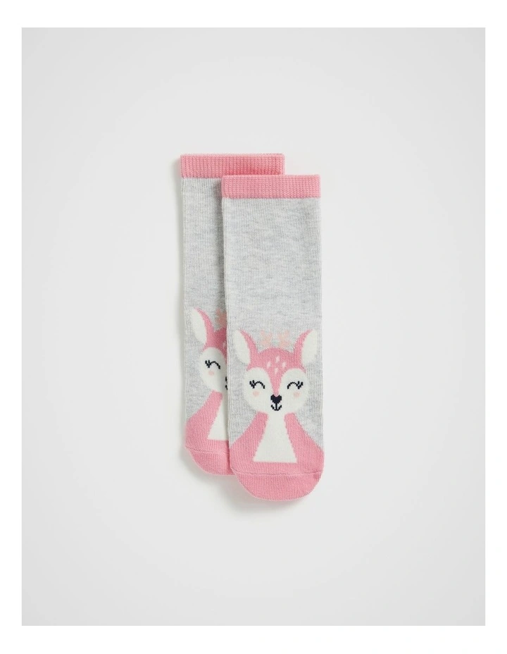 Deer Sock in Grey Marle