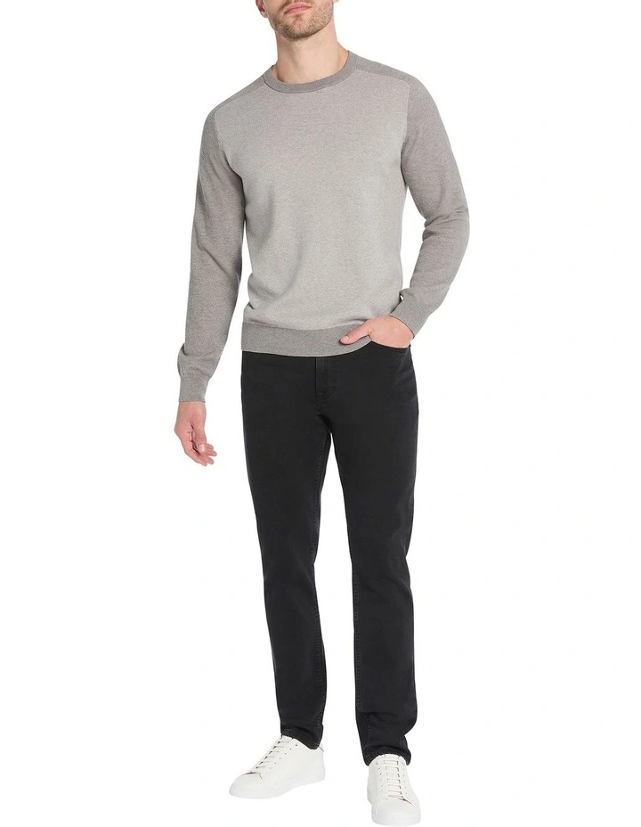 Abe Contrast Sleeve Knit in Grey