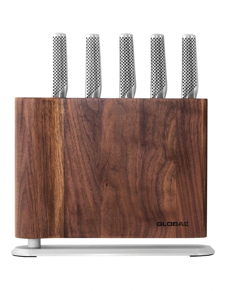 Uku 6 Piece Knife Block Set in Dark Brown