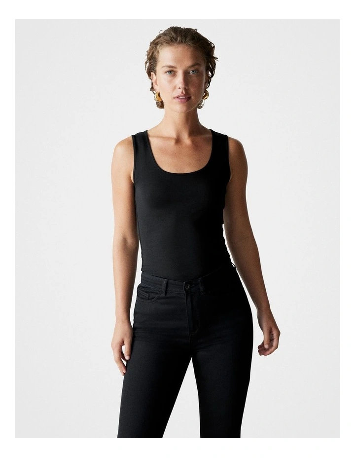 Organically Grown Cotton Tank in Black