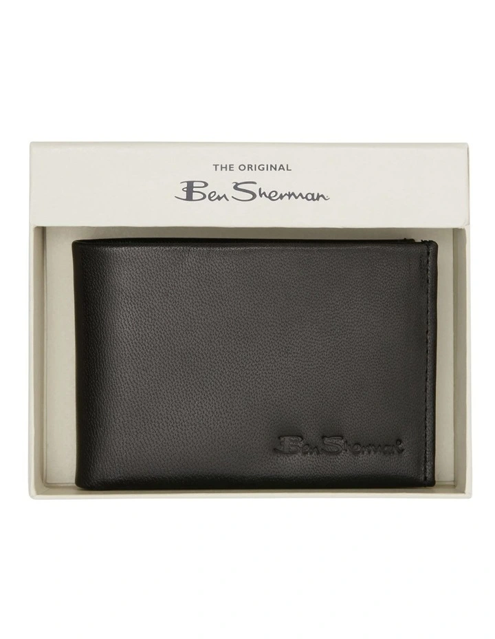 Black Leather Slim Tri-fold Wallet