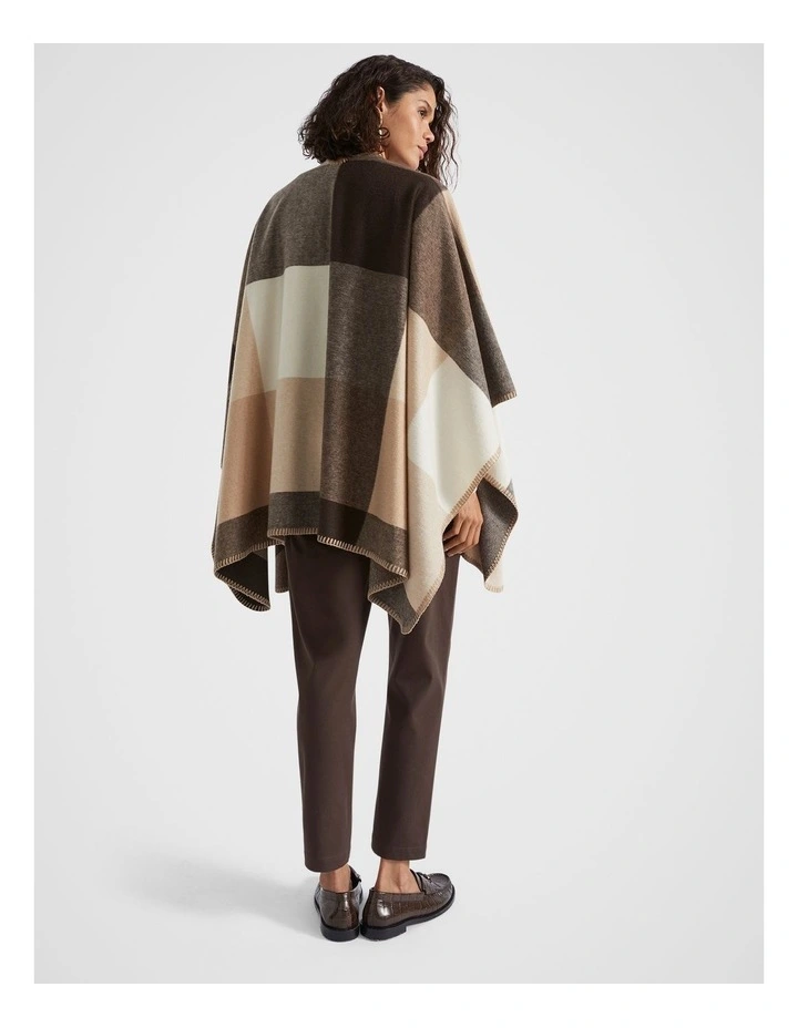Blanket Stitch Poncho in Espresso Multi