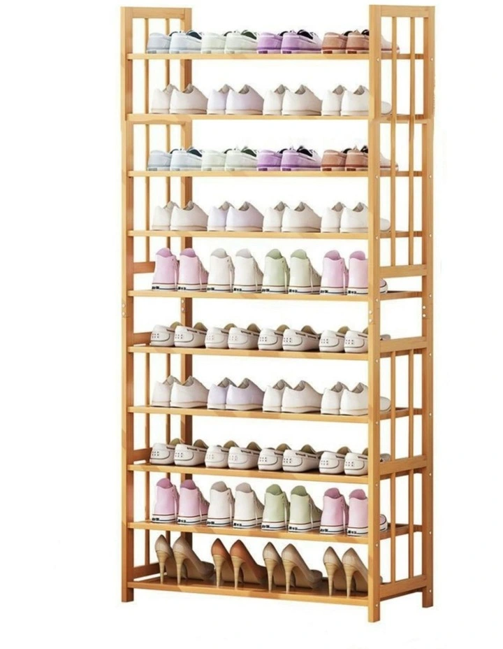 10-Tiers Bamboo Shoe Rack in Natural