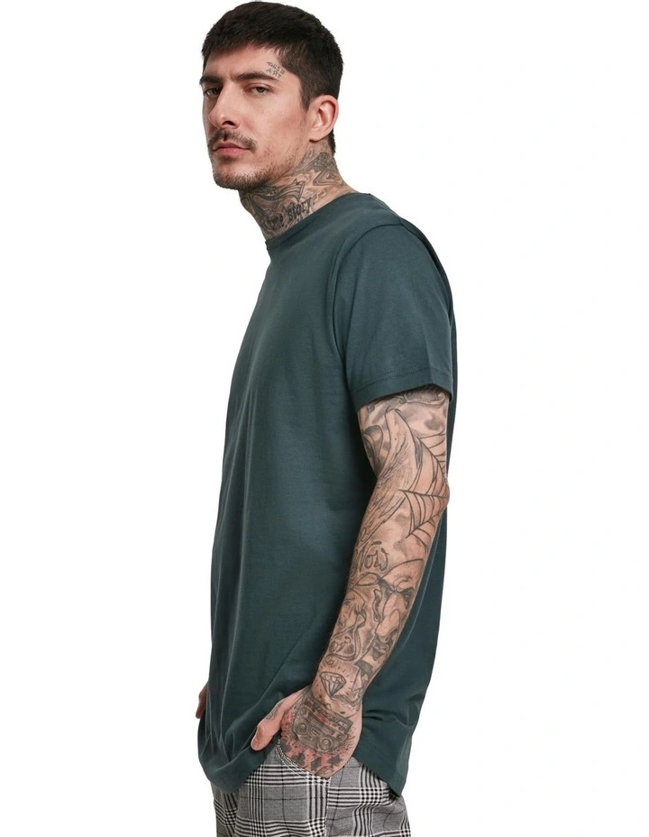 Shaped Long Tee in Bottle Green