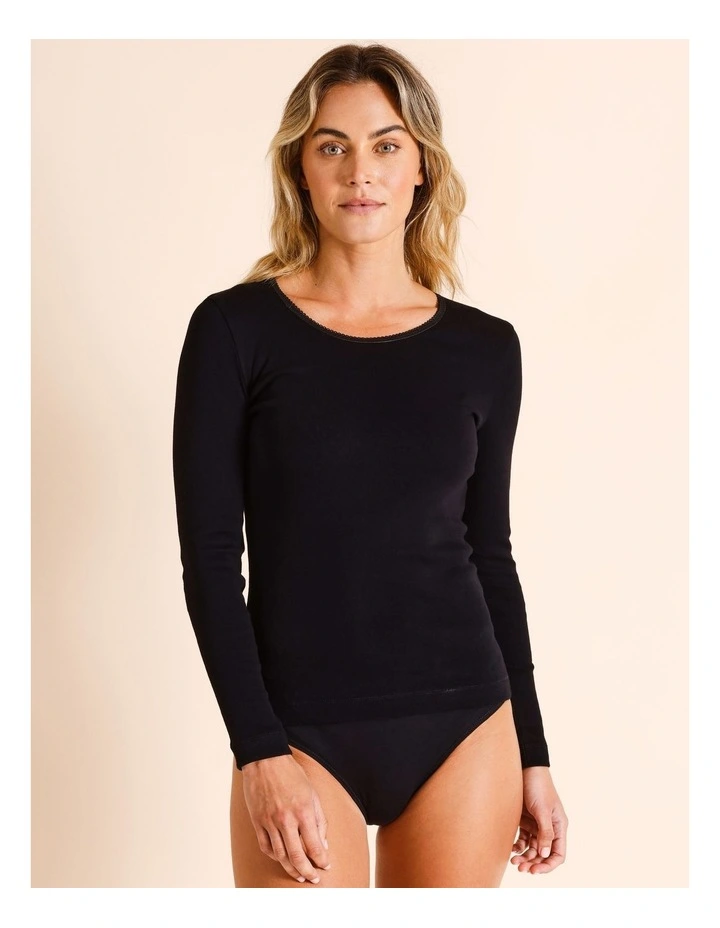 Body Layer Pointelle Thermal Long Sleeve Top